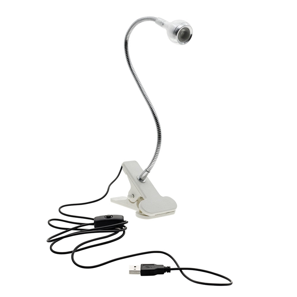 Lampe de bureau LED avec clip 1W Lampe de lecture LED flexible Alimentation USB Veilleuses LED