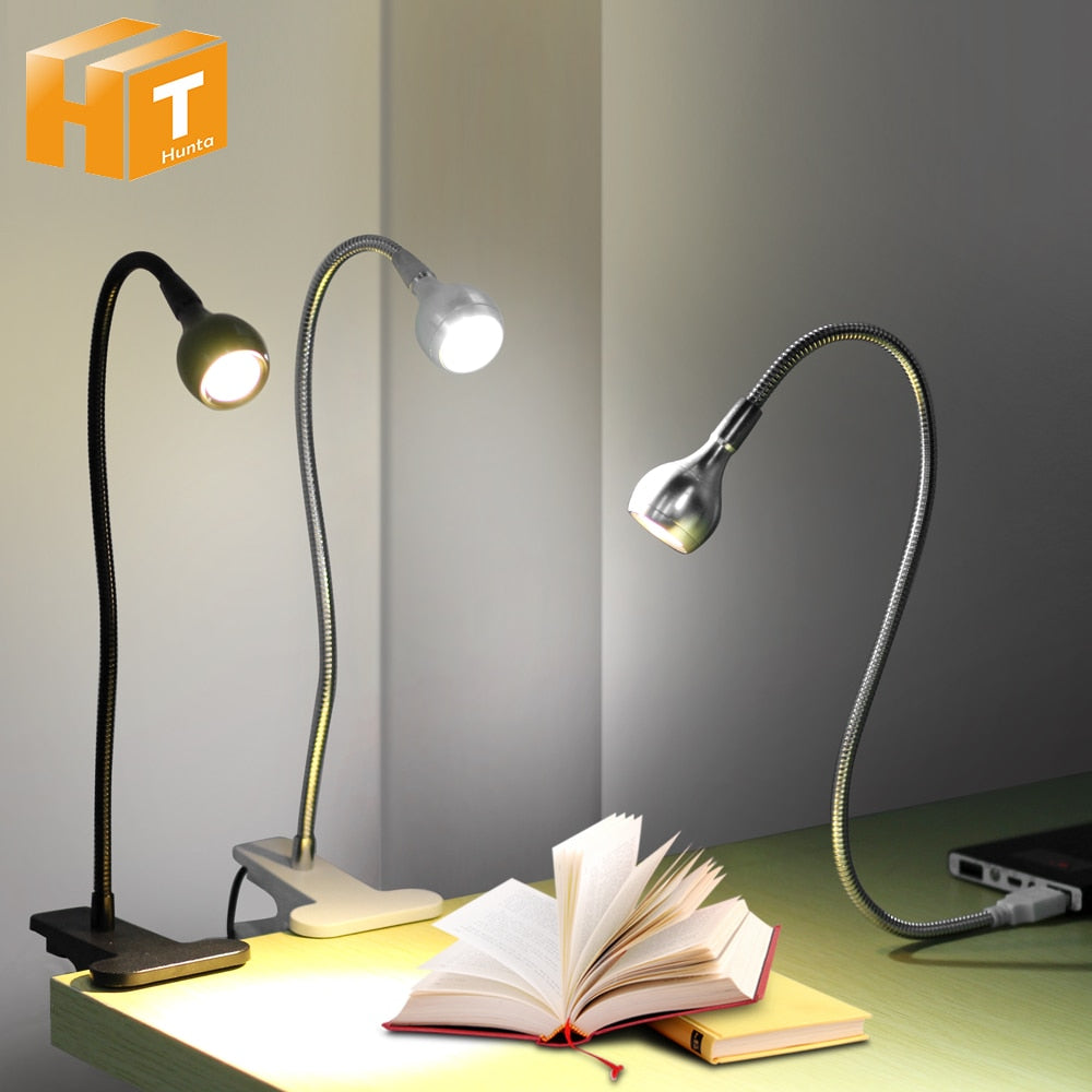 Lampe de bureau LED avec clip 1W Lampe de lecture LED flexible Alimentation USB Veilleuses LED