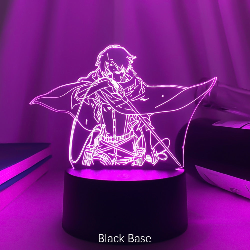 Attaque sur Titans Lampe à LED Levi Ackerman 3D Anime veilleuse chambre décor enfant Lampe décoration de la maison Lampara De Noche Dormitorio