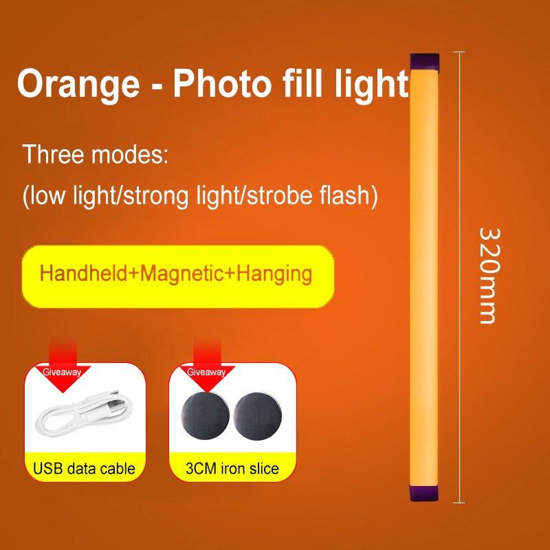 De poche lumière de remplissage LED vidéo lumière baguette bâton photographie lampe USB batterie rechargeable Flash lumière baguette colorée Selfie lampe