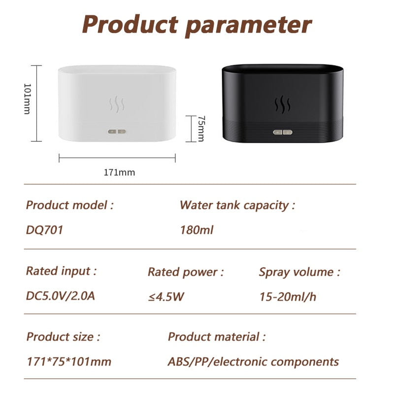 180 ML USB Diffuseur D'huiles Essentielles Simulation Flamme Humidificateur À Ultrasons Bureau À Domicile Désodorisant Parfum Apaisant Sommeil Atomiseur