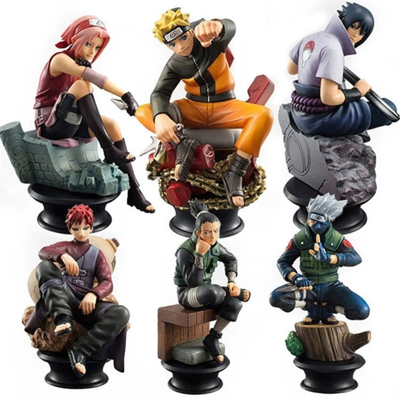 6 pièces/ensemble Chess Naruto Sakura Action Figures Uchiha Gaara Kakashi modèle PVC Anime Figurines pour décoration