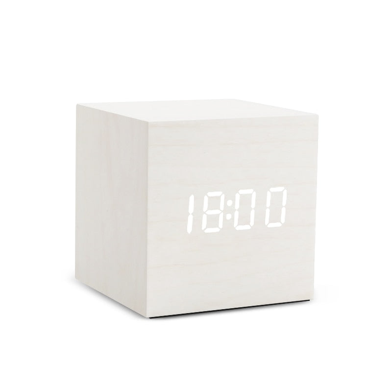 Réveil LED montre en bois Table commande vocale numérique bois Despertador USB/AAA alimenté horloges de bureau électroniques