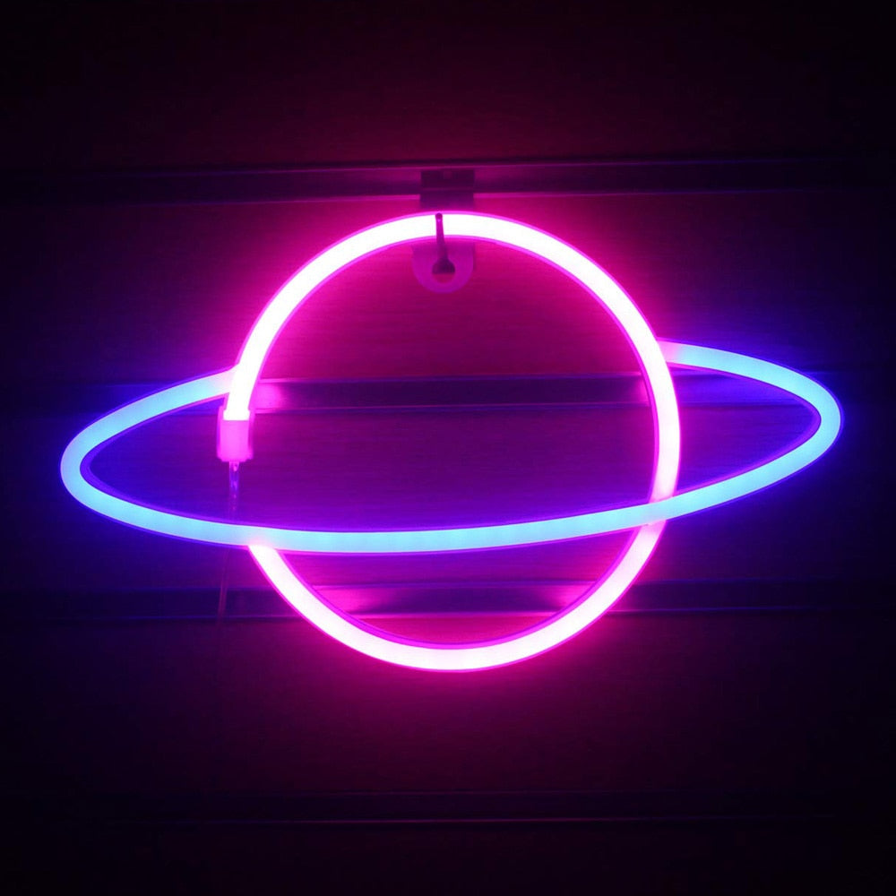 Planet LED Lights Neon Light Sign Bedroom Decor Neon Sign Night Lamp for Rooms Wall Art Bar Party USB ou Battery Powered