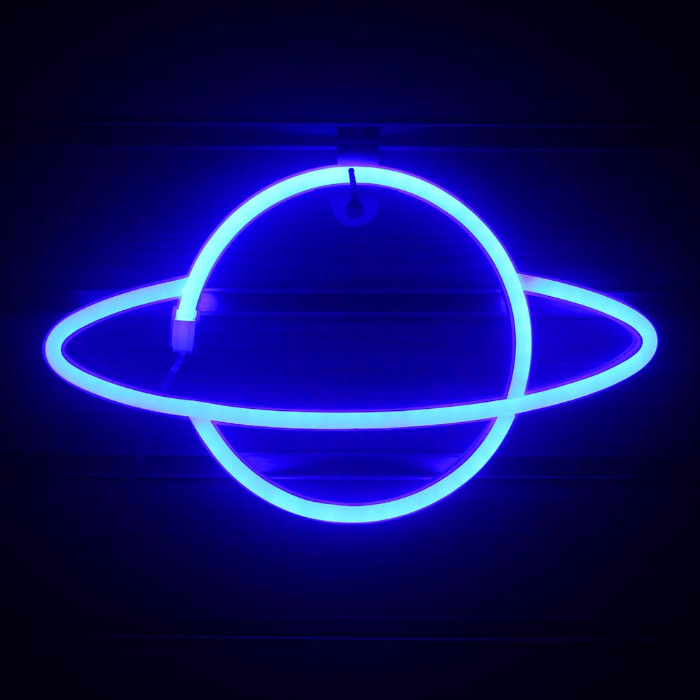 Planet LED Lights Neon Light Sign Bedroom Decor Neon Sign Night Lamp for Rooms Wall Art Bar Party USB ou Battery Powered