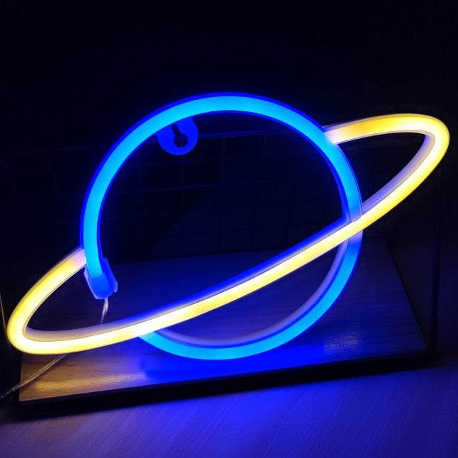 Planet LED Lights Neon Light Sign Bedroom Decor Neon Sign Night Lamp for Rooms Wall Art Bar Party USB ou Battery Powered